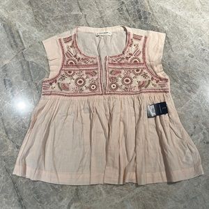 Lucky Brand Embroidered Flutter Sleeve Top